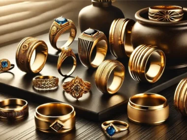 a group of gold rings