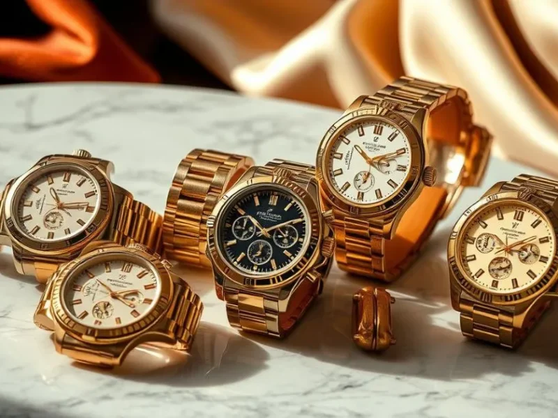 a group of gold watches