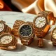 a group of gold watches